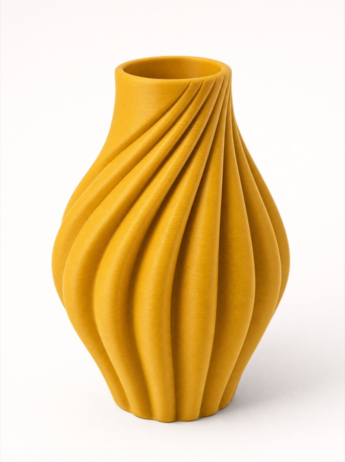 Spiral-textured decorative vase print