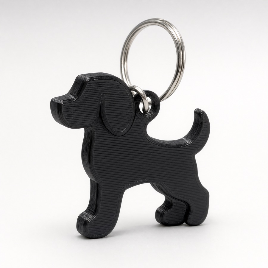 Dog-shaped pet keychain print