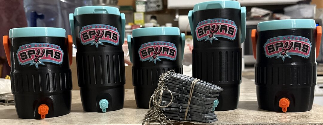 Spurs branded cooler dispensers and keychains bulk order